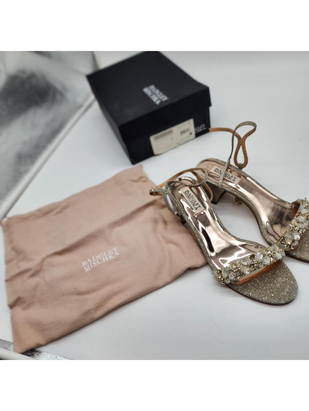 Badgley Mischka Tanessa Embellished Ankle Strap Heels 7.5 NIB - Picture 2 of 10